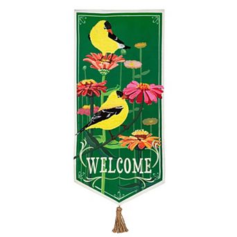 Evergreen Enterprises Finches & Flowers Extra Large Garden Flag 28 x 44-Inch