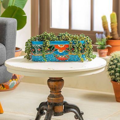 Evergreen Enterprises Talavera Ledge Planter 13-Inch Hand-Painted Design