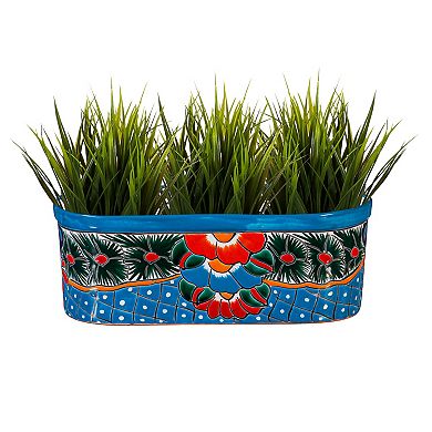 Evergreen Enterprises Talavera Ledge Planter 13-Inch Hand-Painted Design
