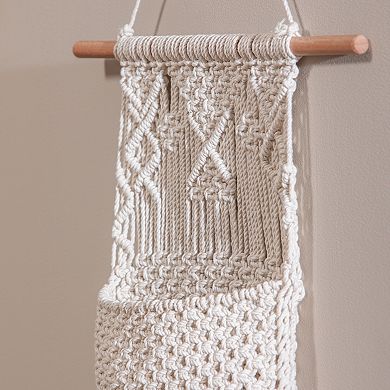Evergreen Enterprises Macrame Wall Pocket Plant Cover Wall Decor 12-inches