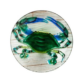 Evergreen Enterprises Hand Painted Crab Glass Birdbath Indoor / Outdoor Decor