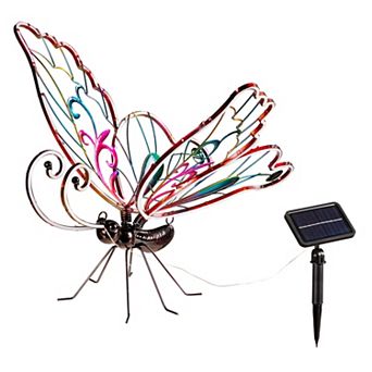 Evergreen Enterprises 28-Inch Solar Neon Butterfly Garden Statue Outdoor Decor