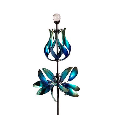 Evergreen Enterprises Floral Gradient Metal Wind Spinner Outdoor Decor 82-Inch
