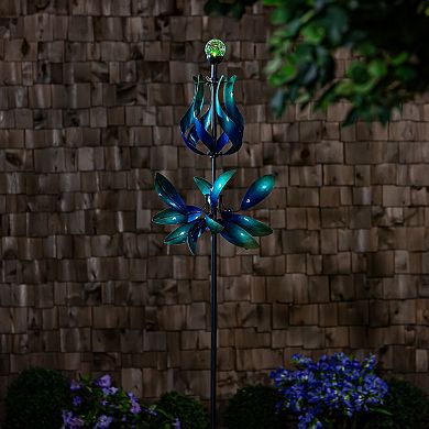 Evergreen Enterprises Floral Gradient Metal Wind Spinner Outdoor Decor 82-Inch