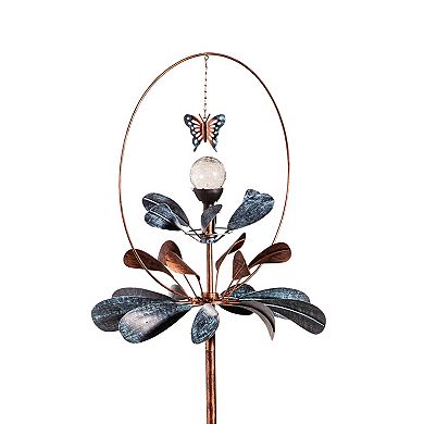 Evergreen Enterprises Solar Flower Sphere Metal Wind Spinner 87-Inch Outdoor Decor