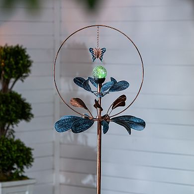 Evergreen Enterprises Solar Flower Sphere Metal Wind Spinner 87-Inch Outdoor Decor