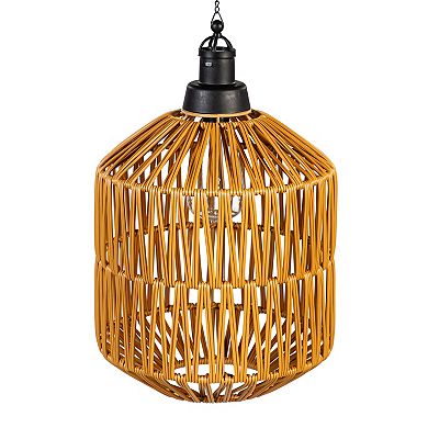 Evergreen Enterprises Woven Hanging Pendant Solar Lantern Outdoor Decor