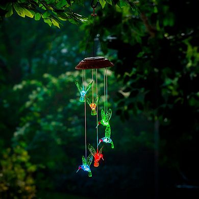 Evergreen Enterprises Lighted Hummingbird Hanging Mobile Outdoor Decor 30-inch
