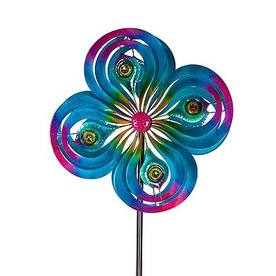 Evergreen Enterprises 75-Inch Blue Peacock Spirals Wind Spinner Outdoor Decor