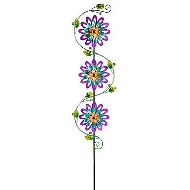 Evergreen Enterprises 71-Inch Spinning Violet Trio Garden Stake Outdoor Decor