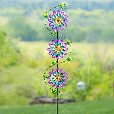 Evergreen Enterprises 71-Inch Spinning Violet Trio Garden Stake Outdoor Decor