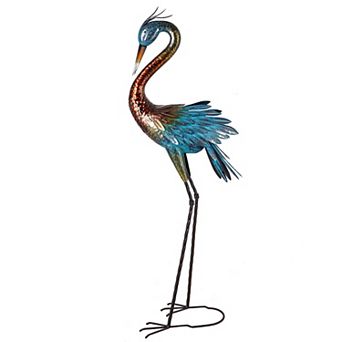 Evergreen Enterprises 48-Inch Metal Crane Garden Statuary Outdoor Decor