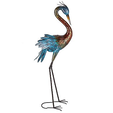 Evergreen Enterprises 48-Inch Metal Crane Garden Statuary Outdoor Decor