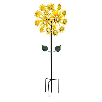 Evergreen Enterprises Double Sunflower Wind Spinner Outdoor Decor 75-Inch