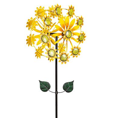 Evergreen Enterprises Double Sunflower Wind Spinner Outdoor Decor 75-Inch