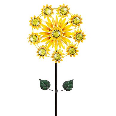Evergreen Enterprises Double Sunflower Wind Spinner Outdoor Decor 75-Inch