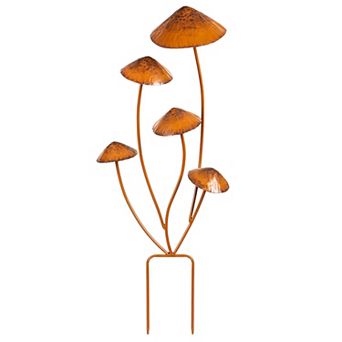 Evergreen Enterprises Multi-Color Mushroom Metal Garden Stake 28-Inch