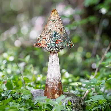 Evergreen Enterprises Printed Metal Mushroom Statuary Decor