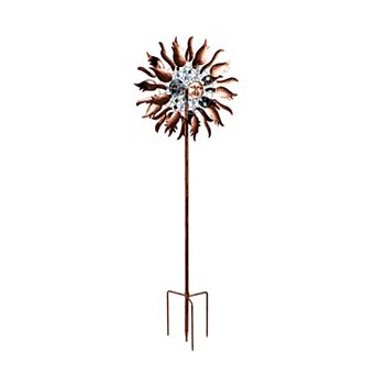 Evergreen Enterprises 75-Inch Copper Sun Metal Wind Spinner Outdoor Decor