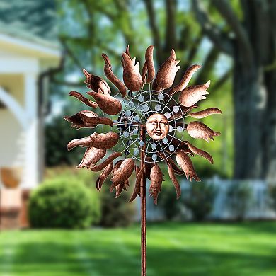 Evergreen Enterprises 75-Inch Copper Sun Metal Wind Spinner Outdoor Decor