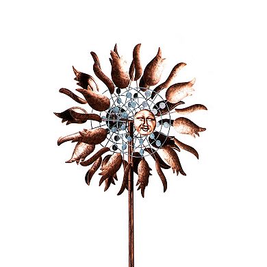 Evergreen Enterprises 75-Inch Copper Sun Metal Wind Spinner Outdoor Decor