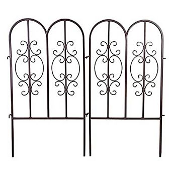 Evergreen Enterprises Montebello Iron Garden Fencing Outdoor Decor Set of 2