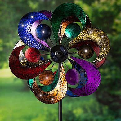 Evergreen Enterprises Solar Lighted Gala Wind Spinner Outdoor Decor 4-Rotor Design