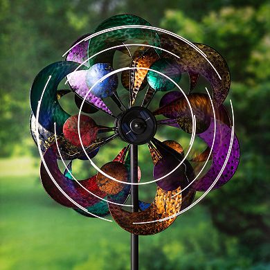 Evergreen Enterprises Solar Lighted Gala Wind Spinner Outdoor Decor 4-Rotor Design