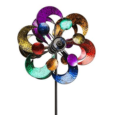 Evergreen Enterprises Solar Lighted Gala Wind Spinner Outdoor Decor 4-Rotor Design