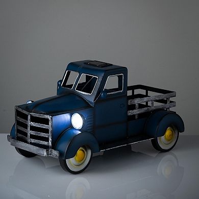 Evergreen Enterprises Vintage Style Pickup Truck Garden Accent With Solar Headlights