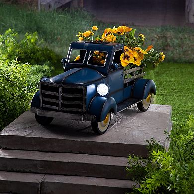 Evergreen Enterprises Vintage Style Pickup Truck Garden Accent With Solar Headlights