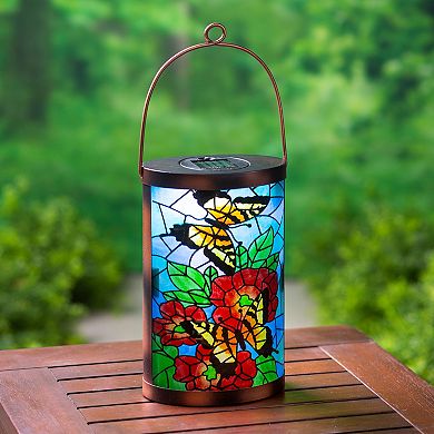 Evergreen Enterprises Mosaic Butterfly Solar Lantern Indoor / Outdoor Decor