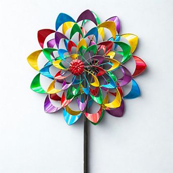 Evergreen Enterprises 36-inch Zinnia Wind Spinner with Dual Rotors Outdoor Decor