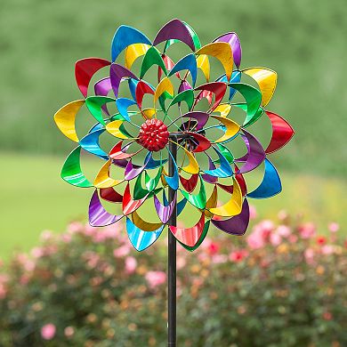 Evergreen Enterprises 36-inch Zinnia Wind Spinner with Dual Rotors Outdoor Decor