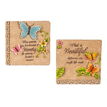 Evergreen Enterprises Butterfly Memorial Garden Stone, 10-Inch x 10-Inch