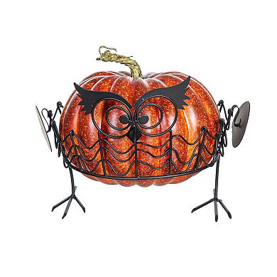 Evergreen Enterprises Set of 2 Owl Pumpkin Holders Table Decor