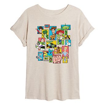 Juniors' Disney / Pixar's Toy Story Character Grid Oversized Tee