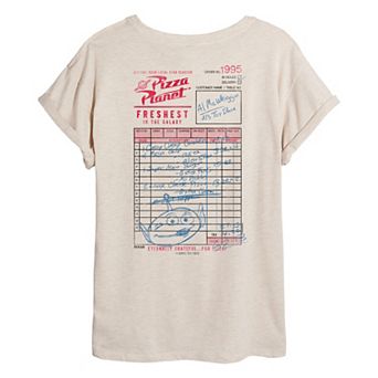 Juniors' Disney / Pixar's Toy Story Pizza Planet Order Ticket Oversized Tee