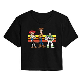 Juniors' Disney / Pixar's Toy Story Jessie, Woody, & Buzz Lightyear Cropped Tee