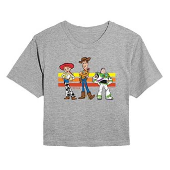 Juniors' Disney / Pixar's Toy Story Jessie, Woody, & Buzz Lightyear Cropped Tee