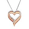 Two Hearts Forever One 14k Rose Gold-Over-Silver and Sterling Silver 1/4-ct. T.W. Diamond Heart Pendant