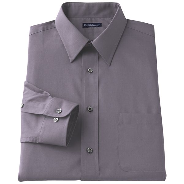 men's Croft & Barrow size 15.5  32 X 33 long sleeve point collar gray msrp $32 