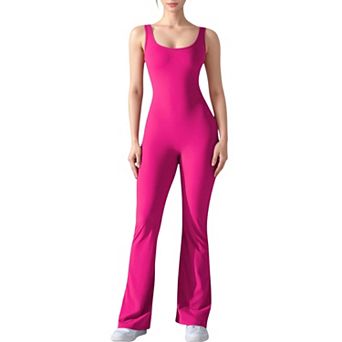 Women's Sleeveless Open Back Fitted Jumpsuit with Flare Leg Design