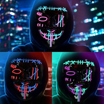 3 PACK Halloween Scary Mask LED Mask LED Purge Mask LED Light Up Mask
