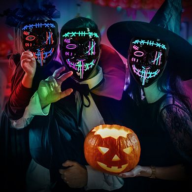 3 PACK Halloween Scary Mask LED Mask LED Purge Mask LED Light Up Mask