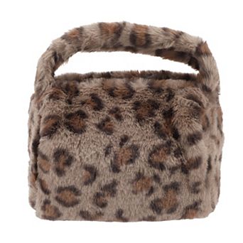 1 pc Women's Durable Leopard Print Plush Handbag Coin Purse for Business Travel