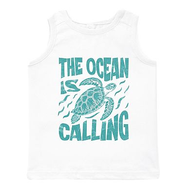 The Ocean Is Calling Turtle - Toddler Graphic Tank