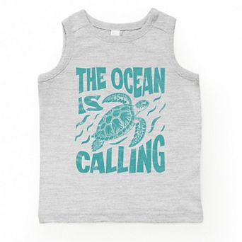 The Ocean Is Calling Turtle - Toddler Graphic Tank
