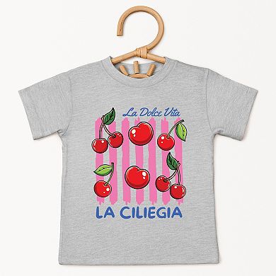 La Ciliegia Stripes - Toddler Short Sleeve Graphic T-Shirt