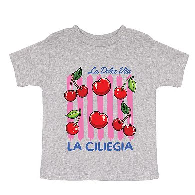 La Ciliegia Stripes - Toddler Short Sleeve Graphic T-Shirt